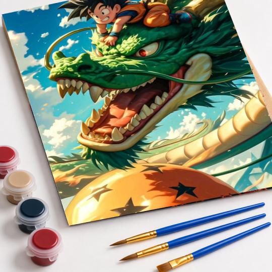 PAINT BY NUMBERS WITH FRAME Paintings to Paint - Goku in the Clouds 40x50 cm, photo 4