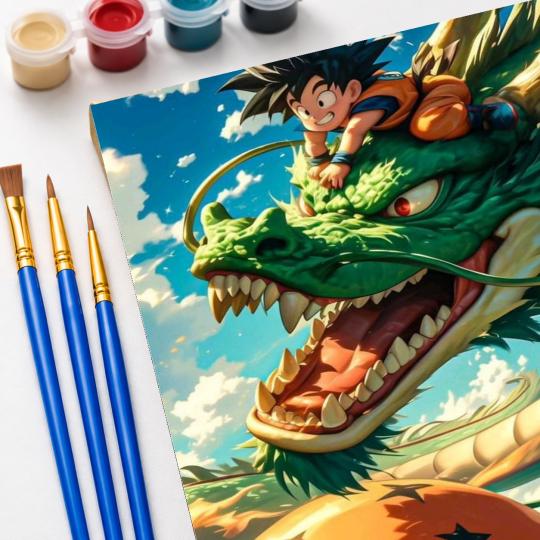 PAINT BY NUMBERS WITH FRAME Paintings to Paint - Goku in the Clouds 40x50 cm, photo 5