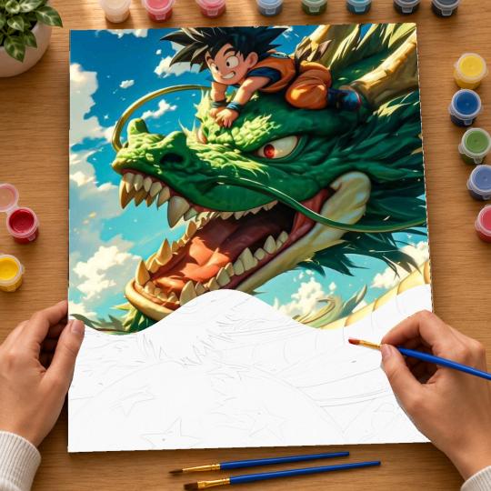 PAINT BY NUMBERS WITH FRAME Paintings to Paint - Goku in the Clouds 40x50 cm, photo 6