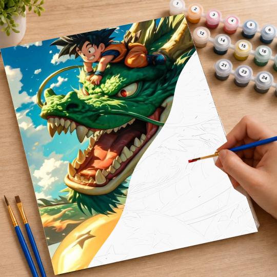 PAINT BY NUMBERS WITH FRAME Paintings to Paint - Goku in the Clouds 40x50 cm, photo 7