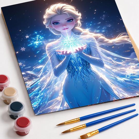 MALOWANIE PO NUMERACH Obrazy do malowania Disney Kraina Lodu Elsa 40x50 cm, zdjęcie 4
