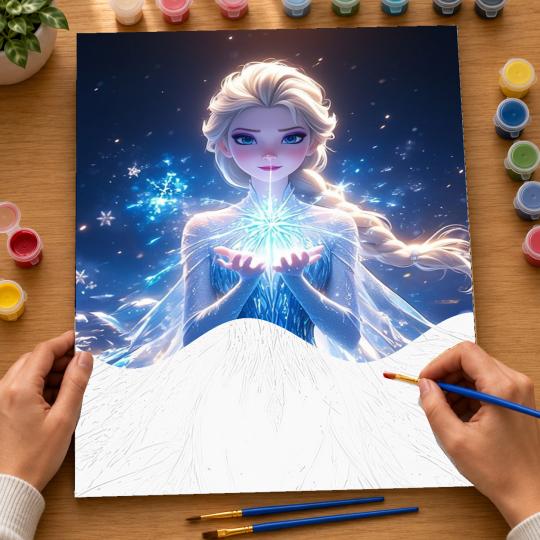 MALOWANIE PO NUMERACH Obrazy do malowania Disney Kraina Lodu Elsa 40x50 cm, zdjęcie 6