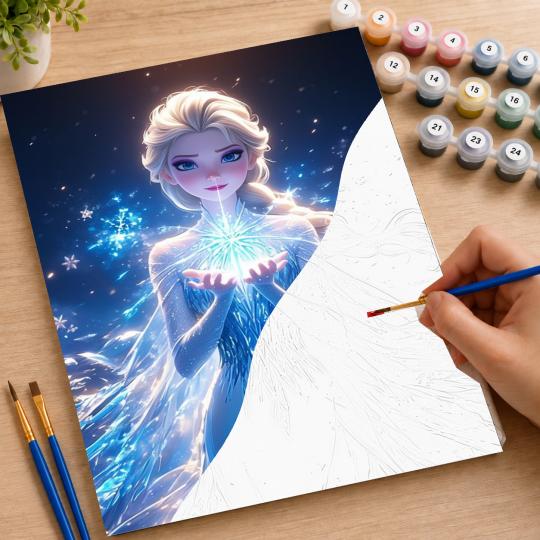 MALOWANIE PO NUMERACH Obrazy do malowania Disney Kraina Lodu Elsa 40x50 cm, zdjęcie 7