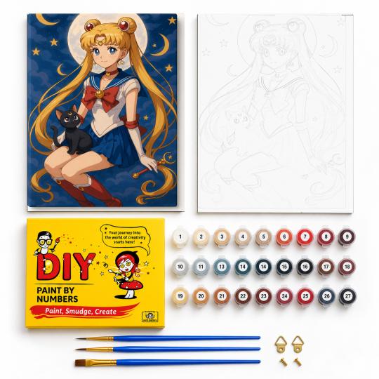 PAINT BY NUMBERS Paintings to Paint - Sailor Moon and Luna 40x50 cm, photo 2