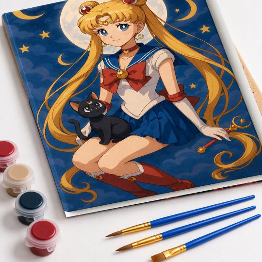 PAINT BY NUMBERS Paintings to Paint - Sailor Moon and Luna 40x50 cm, photo 4