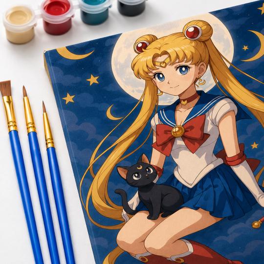 PAINT BY NUMBERS Paintings to Paint - Sailor Moon and Luna 40x50 cm, photo 5