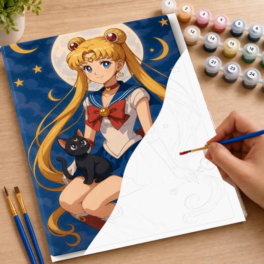 PAINT BY NUMBERS Paintings to Paint - Sailor Moon and Luna 40x50 cm, photo 7