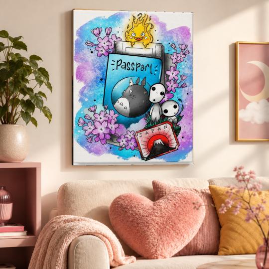 MALOWANIE PO NUMERACH Z RAMĄ Obrazy do malowania Paszport Ghibli 40x50 cm, zdjęcie 9