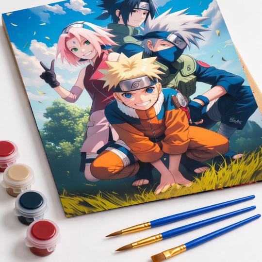 PAINT BY NUMBERS WITH FRAME Paintings to Paint - Naruto Team 40x50 cm, photo 4