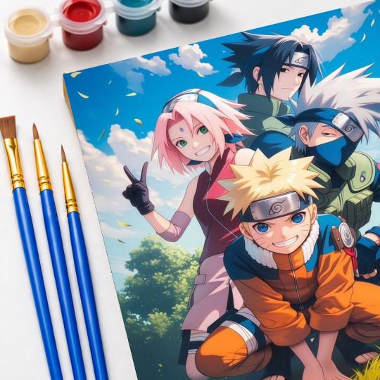 PAINT BY NUMBERS WITH FRAME Paintings to Paint - Naruto Team 40x50 cm, photo 5