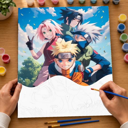 PAINT BY NUMBERS WITH FRAME Paintings to Paint - Naruto Team 40x50 cm, photo 6