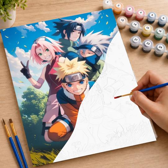 PAINT BY NUMBERS WITH FRAME Paintings to Paint - Naruto Team 40x50 cm, photo 7