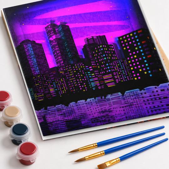 MALOWANIE PO NUMERACH Z RAMĄ Obrazy do malowania Neonowa Panorama 40x50 cm, zdjęcie 4