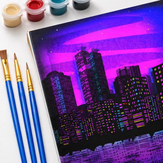 MALOWANIE PO NUMERACH Z RAMĄ Obrazy do malowania Neonowa Panorama 40x50 cm, zdjęcie 5