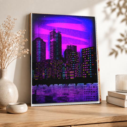 MALOWANIE PO NUMERACH Z RAMĄ Obrazy do malowania Neonowa Panorama 40x50 cm, zdjęcie 8