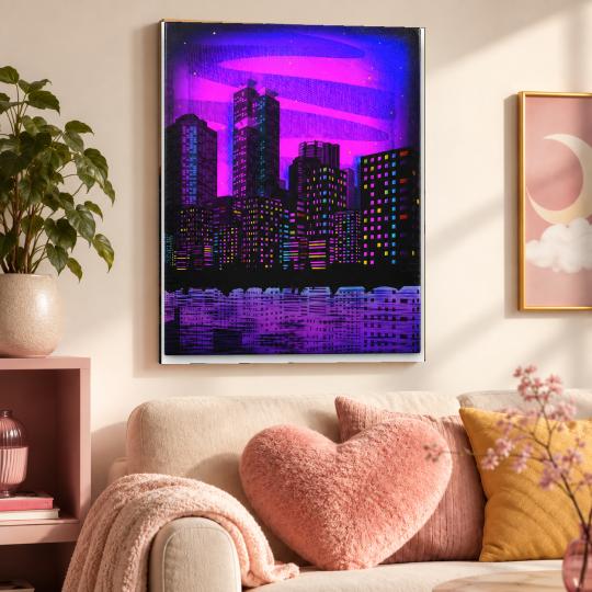 MALOWANIE PO NUMERACH Z RAMĄ Obrazy do malowania Neonowa Panorama 40x50 cm, zdjęcie 9