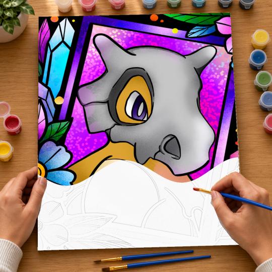 PAINT BY NUMBERS WITH FRAME Paintings to Paint - Pokemon Cubone 40x50 cm, photo 6