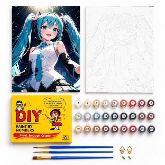PAINT BY NUMBERS WITH FRAME Paintings to Paint - Anime Hatsune Miku 40x50 cm, photo 2