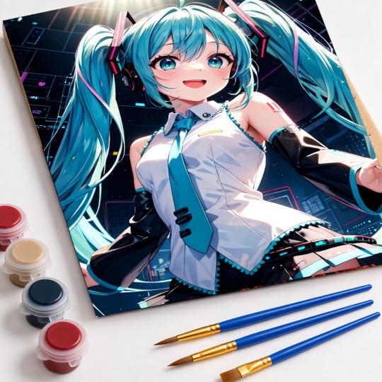 PAINT BY NUMBERS WITH FRAME Paintings to Paint - Anime Hatsune Miku 40x50 cm, photo 4