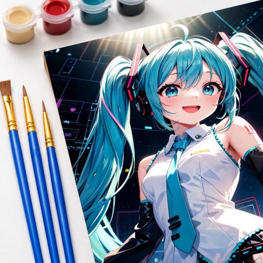 PAINT BY NUMBERS WITH FRAME Paintings to Paint - Anime Hatsune Miku 40x50 cm, photo 5