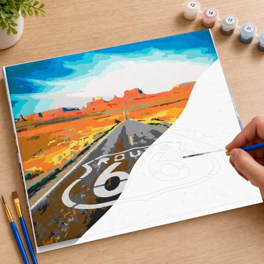 MALOWANIE PO NUMERACH Z RAMĄ Obrazy do malowania Route 66 50x40 cm, zdjęcie 7