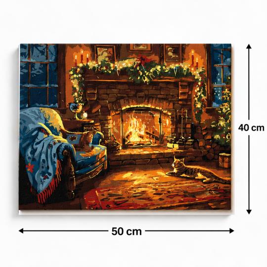 PAINT BY NUMBERS WITH FRAME Paintings to Paint - Christmas Fireplace 50x40 cm, photo 3