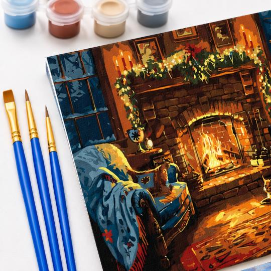 PAINT BY NUMBERS WITH FRAME Paintings to Paint - Christmas Fireplace 50x40 cm, photo 5