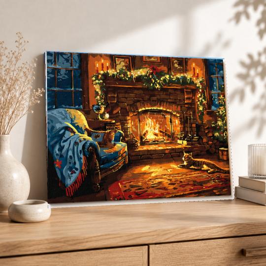 PAINT BY NUMBERS WITH FRAME Paintings to Paint - Christmas Fireplace 50x40 cm, photo 8