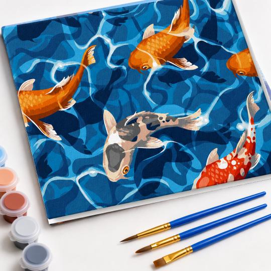 MALOWANIE PO NUMERACH Z RAMĄ Obrazy do malowania Japoński Karp 50x40 cm, zdjęcie 4