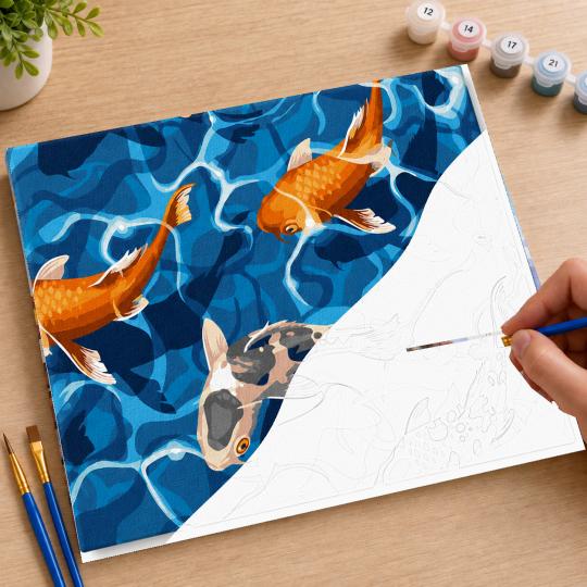 MALOWANIE PO NUMERACH Z RAMĄ Obrazy do malowania Japoński Karp 50x40 cm, zdjęcie 7