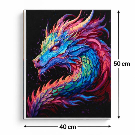 MALOWANIE PO NUMERACH Z RAMĄ Obrazy do malowania Kolorowy smok 50x40 cm, zdjęcie 3