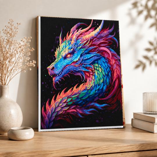 MALOWANIE PO NUMERACH Z RAMĄ Obrazy do malowania Kolorowy smok 50x40 cm, zdjęcie 8