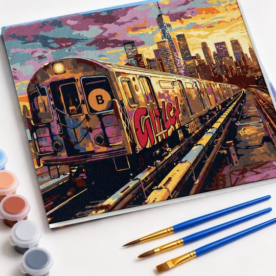 MALOWANIE PO NUMERACH Z RAMĄ Obrazy do malowania Metro 50x40 cm, zdjęcie 4