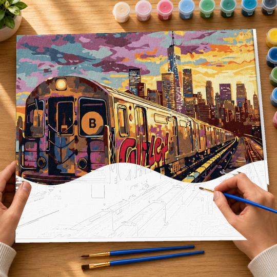 MALOWANIE PO NUMERACH Z RAMĄ Obrazy do malowania Metro 50x40 cm, zdjęcie 6