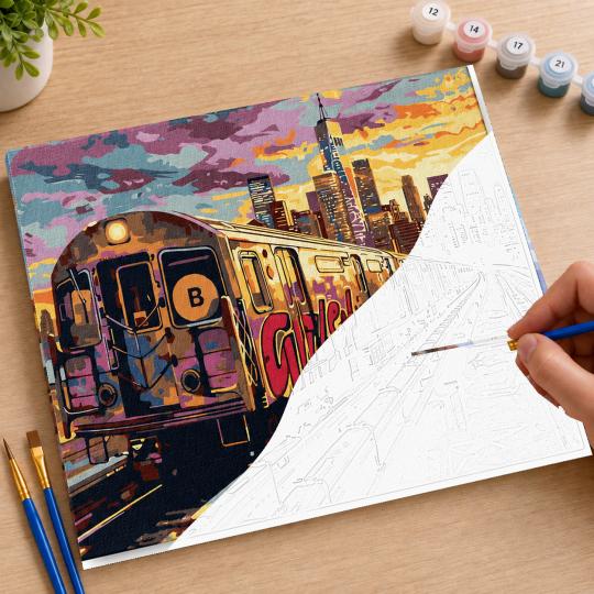 MALOWANIE PO NUMERACH Z RAMĄ Obrazy do malowania Metro 50x40 cm, zdjęcie 7