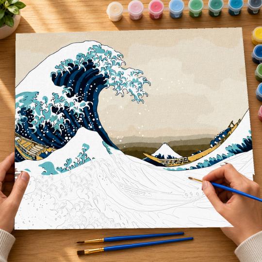 PAINT BY NUMBERS Paintings to Paint - The Great Wave off Kanagawa 50x40 cm, photo 6