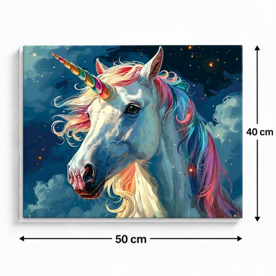 MALOWANIE PO NUMERACH Z RAMĄ Obrazy do malowania Biały Jednorożec 50x40 cm, zdjęcie 3
