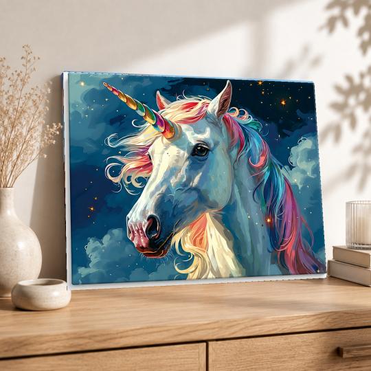 MALOWANIE PO NUMERACH Z RAMĄ Obrazy do malowania Biały Jednorożec 50x40 cm, zdjęcie 8
