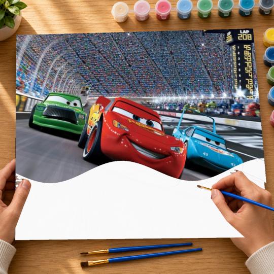 MALOWANIE PO NUMERACH Z RAMĄ Obrazy do malowania Disney Pixar Auta 50x40 cm, zdjęcie 6
