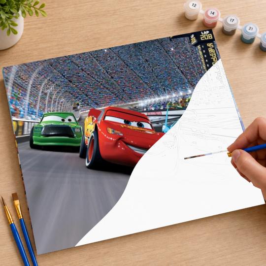 MALOWANIE PO NUMERACH Z RAMĄ Obrazy do malowania Disney Pixar Auta 50x40 cm, zdjęcie 7