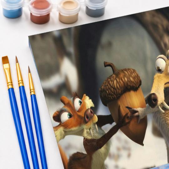 MALOWANIE PO NUMERACH Z RAMĄ Epoka lodowcowa Scrat i Scratte 50x40 cm, zdjęcie 5