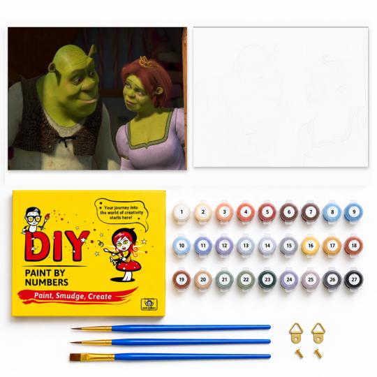 PAINT BY NUMBERS WITH FRAME Paintings to Paint - Shrek and Fiona 50x40 cm, photo 2