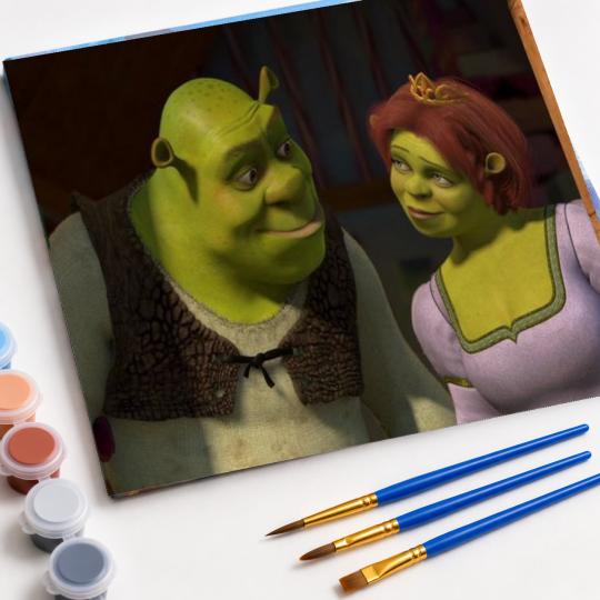 PAINT BY NUMBERS WITH FRAME Paintings to Paint - Shrek and Fiona 50x40 cm, photo 4
