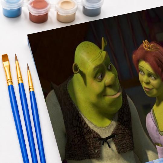 PAINT BY NUMBERS WITH FRAME Paintings to Paint - Shrek and Fiona 50x40 cm, photo 5