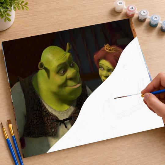 PAINT BY NUMBERS WITH FRAME Paintings to Paint - Shrek and Fiona 50x40 cm, photo 7