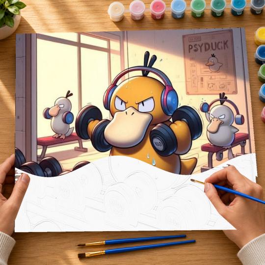 PAINT BY NUMBERS Paintings to Paint - Pokemon Psyduck Gym 50x40 cm, photo 6