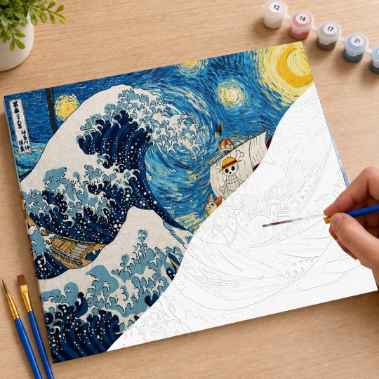 PAINT BY NUMBERS Paintings to Paint - One Piece - The Great Wave 50x40 cm, photo 7