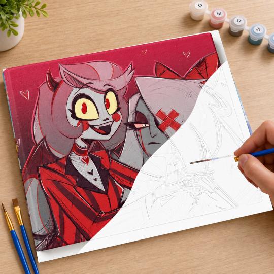 MALOWANIE PO NUMERACH Z RAMĄ Hazbin Hotel Charlie and Vaggie 50x40 cm, zdjęcie 7