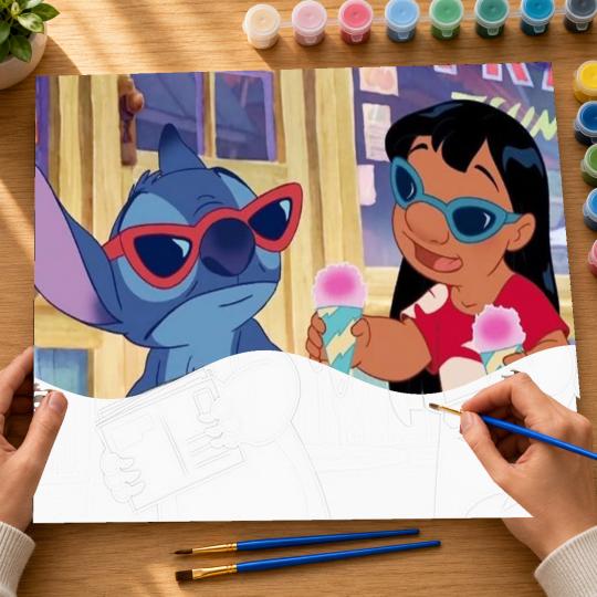 PAINT BY NUMBERS Paintings to Paint - Lilo & Stitch in Sunglasses 50x40 cm, photo 6