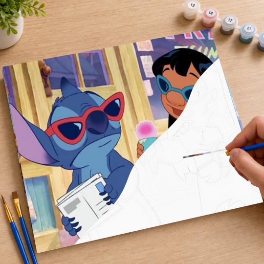 PAINT BY NUMBERS Paintings to Paint - Lilo & Stitch in Sunglasses 50x40 cm, photo 7